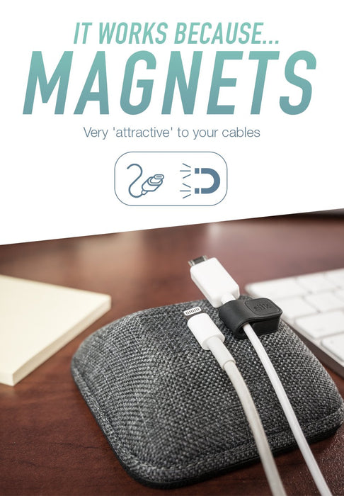 Smartish Magnetic Cable Manager - Cable Wrangler Magnet Base Cord Organizer for Your Nightstand (Silk) - No. 2 Pencil Gray