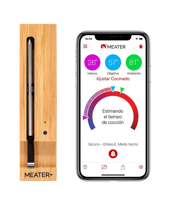 Meater+ 50 metre Long Range Smart Wireless Meat Thermometer for the Oven Grill Kitchen BBQ Smoker Rotisserie with Bluetooth and WiFi Digital Connectivity