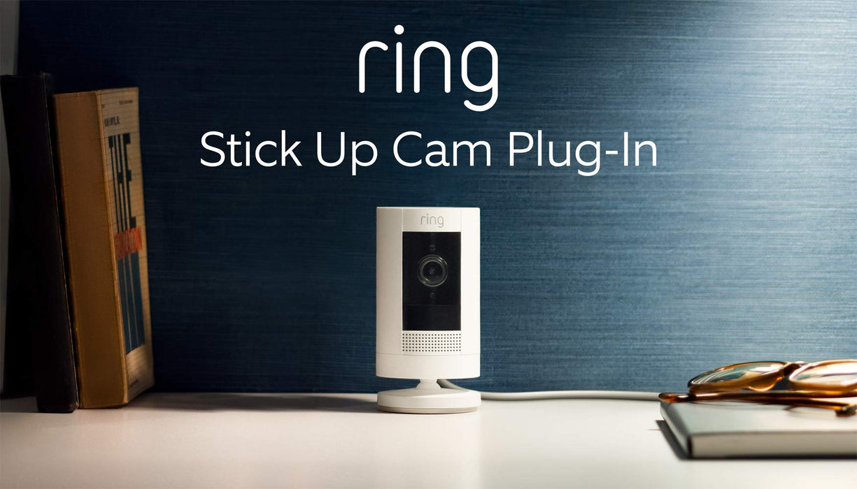 All-new Ring Stick Up Cam Plug-In | HD security camera with Two-Way Talk, white, Works with Alexa