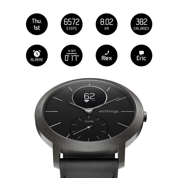 Withings Men's Steel HR Sapphire Signature Hybrid Smartwatch, Black Glass-Limited Edition-40mm, 40 mm