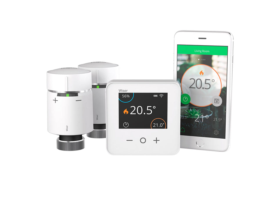 Drayton WISER Multi-Zone Smart Thermostat and 2 Smart Radiator Thermostat Kit - Conventional Boilers Only - Heating and Hot Water Control