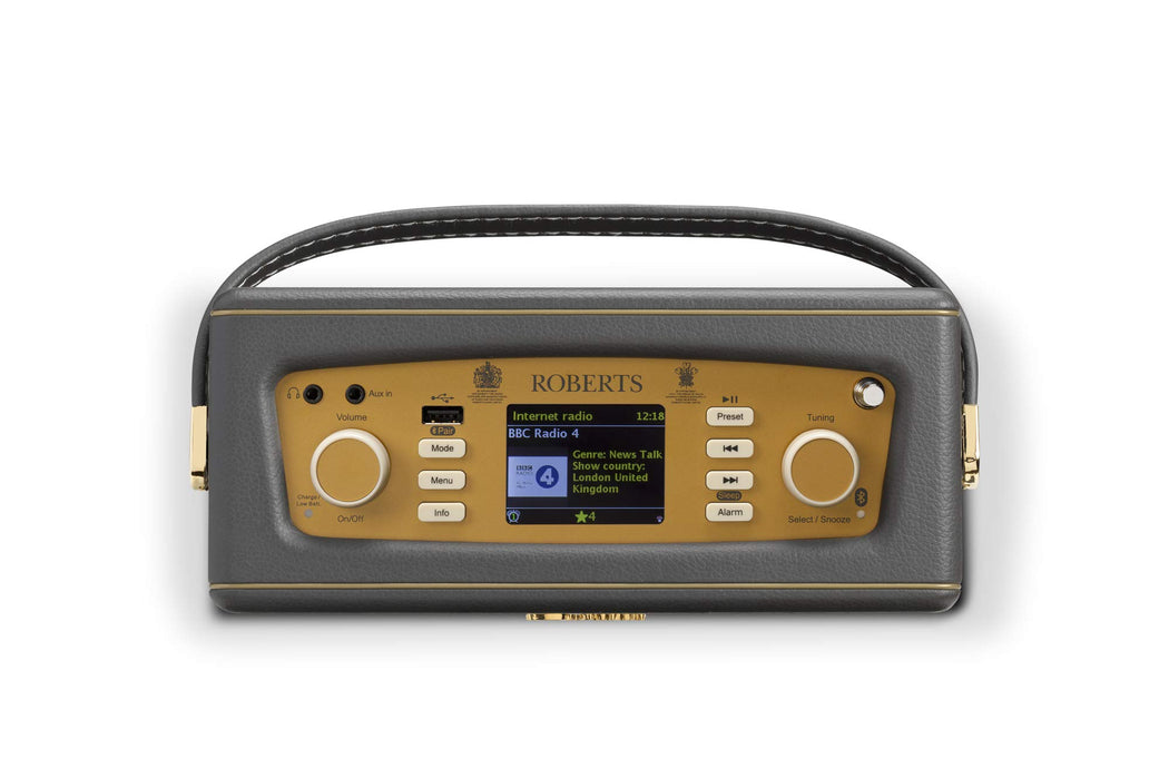Roberts Radio Retro DAB/DAB+ FM Wireless Portable Digital Bluetooth Radio Alexa Voice Controlled Smart Speaker Revival iStream 3 - Charcoal Grey