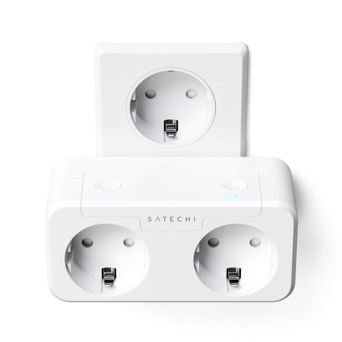 Satechi Dual Smart Outlet with Real-Time Power Monitoring - Wi-Fi Smart Plug 2.4Ghz Enabled - Works with Apple HomeKit (EU, White)