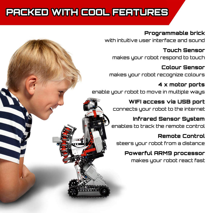 LEGO 31313 Mindstorms EV3 Robotics Kit, 5 in 1 App Controlled Model with Programmable Interactive Toy Robot, RC, Servo Motor and Bluetooth Hub, Coding Skills Boost Set for Kids