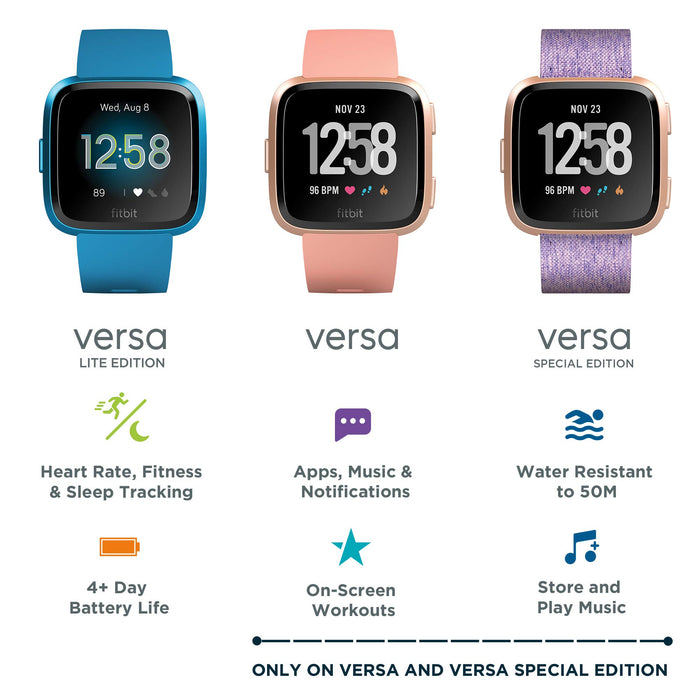 Fitbit Versa Lite Health & Fitness Smartwatch with Heart Rate, 4+ Day Battery & Water Resistance, White