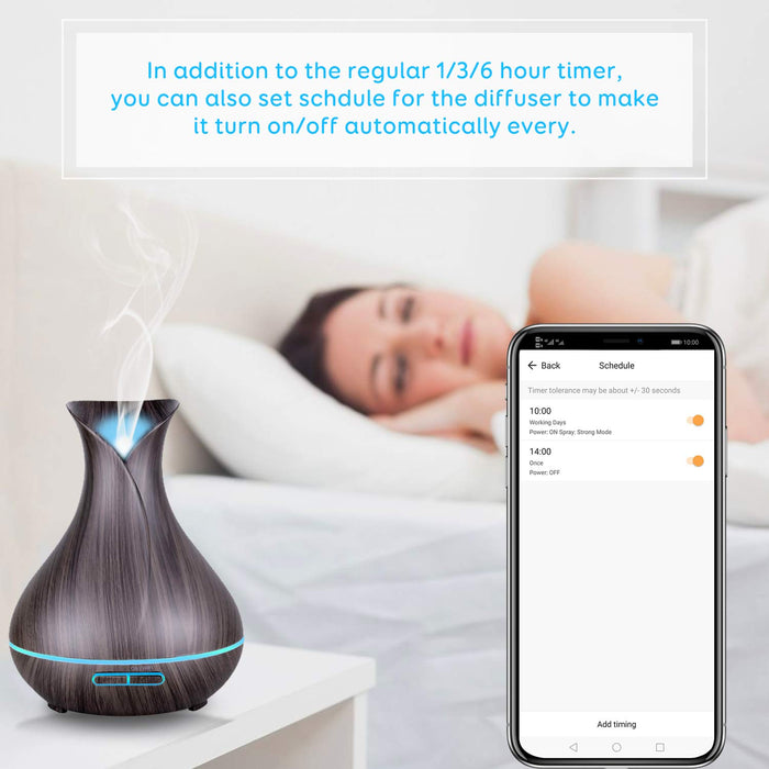 Maxcio Smart WiFi Essential Oil Diffuser, 400ml Ultrasonic Aromatherapy Diffuser Humidifier Alexa/Google Home Control with 7 Colorful LED Lights, Remote Control, Timer/Schedule Setting