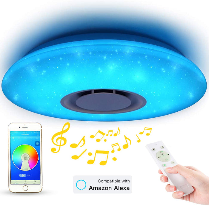 Elinkume Ceiling Light with Smart Alexa WiFi Ceiling Lamp 36W, LED Ceiling Light Dimmable Multi Colour with Bluetooth-Speakers,Remote Control,Compatible with Amazon Alexa for Bedroom,Children's Room