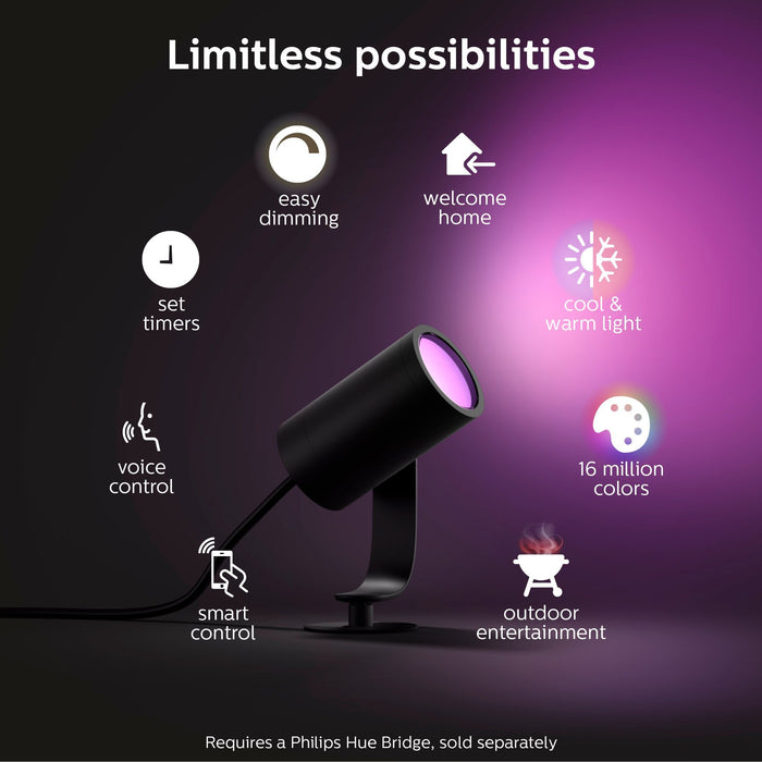Philips Hue Colour Lily Base LED Light, Integrated, 8 W, Anthracite