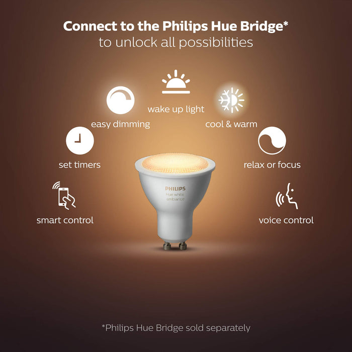 Philips Hue White Ambience GU10 Dimmable LED Smart Spot Light (Compatible with Amazon Alexa, Apple HomeKit and Google Assistant)