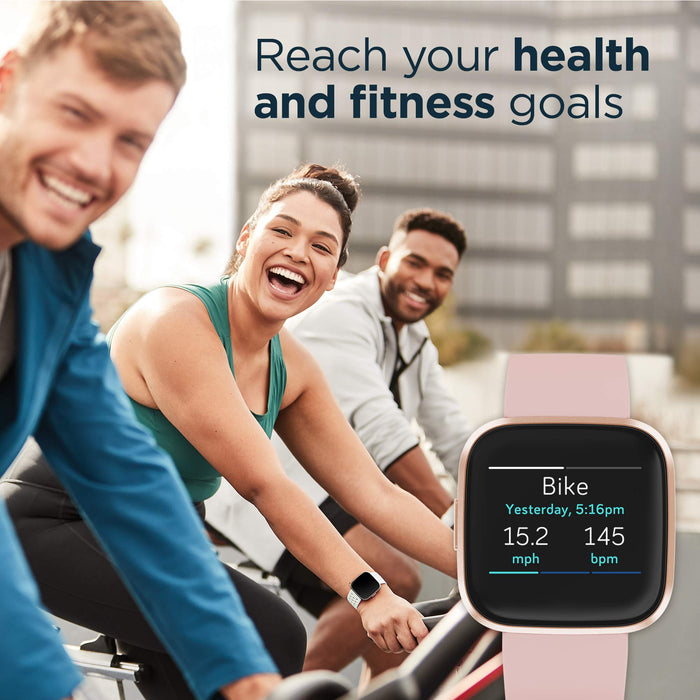 Fitbit Versa 2 Health & Fitness Smartwatch with Voice Control, Sleep Score & Music, Petal/Copper Rose