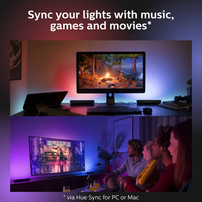 Philips Hue Play White and Colour Ambiance Smart Light Bar Double Pack Base Unit, Entertainment Lighting for TV and Gaming (Works with Alexa, Google Assistant and Apple HomeKit), Black