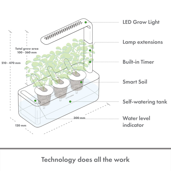 Click and Grow Smart Garden 3 Indoor Gardening Kit (Includes 3 Basil Plant Pods), Grey