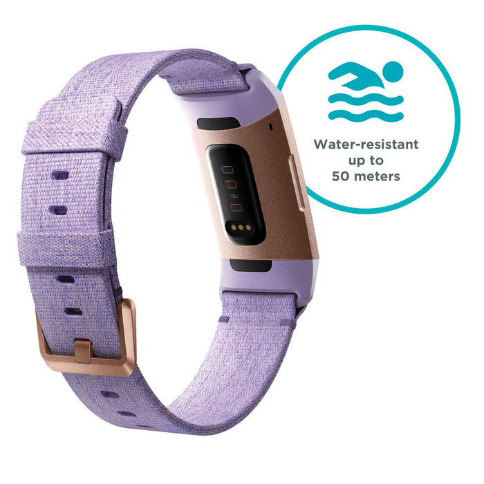 Fitbit Charge 3 NFC Special Edition Advanced Fitness Tracker with Heart Rate, Swim Tracking & 7 Day Battery - Rose-Gold/Lavender, One Size