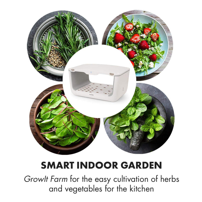 Klarstein GrowIt Farm - Smart Indoor Garden, Hydroponic Garden, up to 28 plants in 25 to 40 days, Automatic LED Lighting and Irrigation System, 8L Water Tank, Grow It Smart!