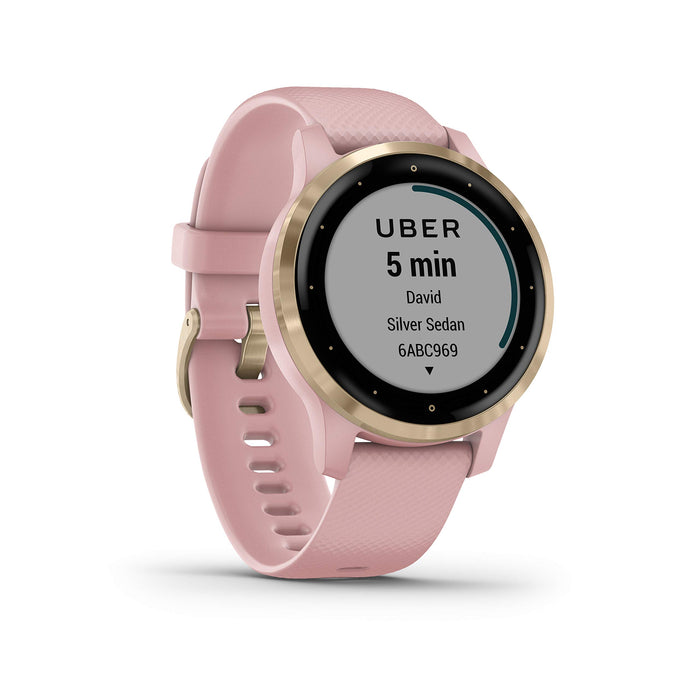 Garmin Vívoactive 4S, Smaller-Sized GPS Smartwatch, Features Music, Body Energy Monitoring, Animated Workouts, Pulse Ox Sensors and More, Dust Rose/Light Gold 010-02172-32