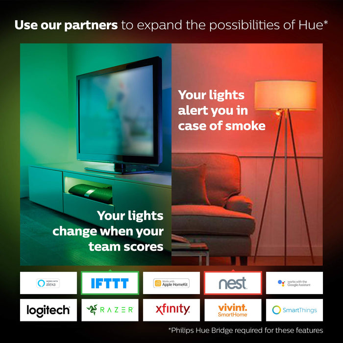 Philips Hue White and Colour Ambience Personal Wireless Lighting 2 x 9.5 W E27 Edison Screw LED Twin Pack Light Bulbs, Apple HomeKit Enabled, Works with Alexa