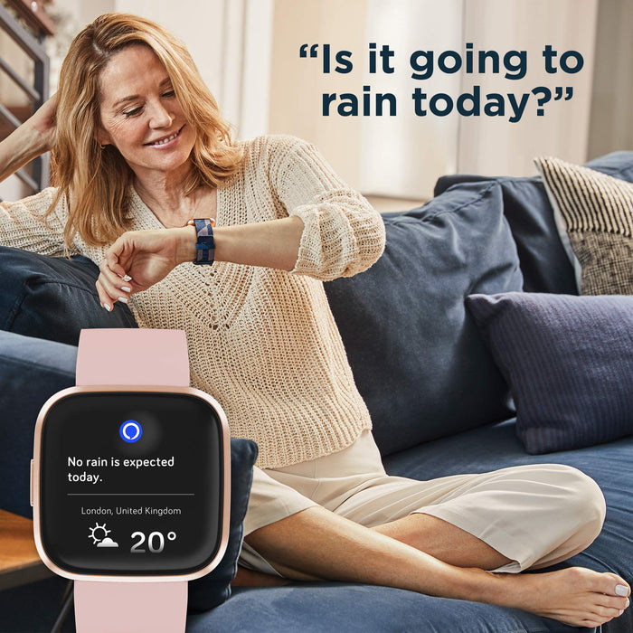 Fitbit Versa 2 Health & Fitness Smartwatch with Voice Control, Sleep Score & Music, Petal/Copper Rose