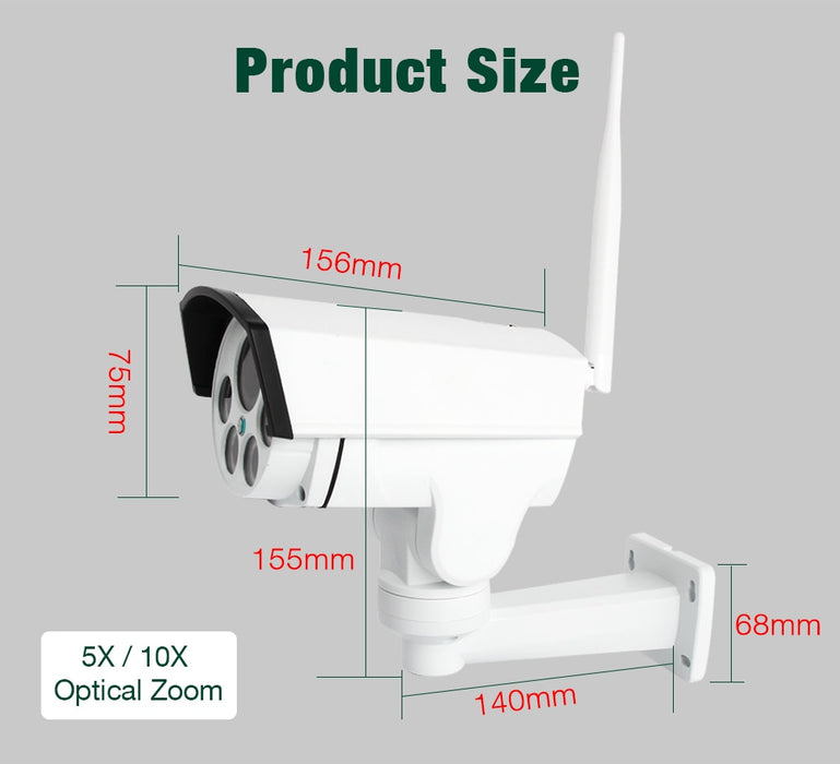 Unitoptek 1080P 2MP 3G 4G SIM Card PTZ Camera Outdoor PTZ HD Bullet Camera Wireless IR 50M 5X / 10X Zoom Auto Focus CCTV Video Camera