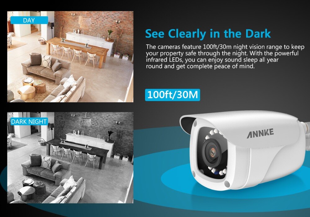 Annke 4CH 1080P HD WiFi Wireless NVR Video Surveillance System 12inch LCD Screen Automatic Screen Saver 1080P Bullet IP Cameras