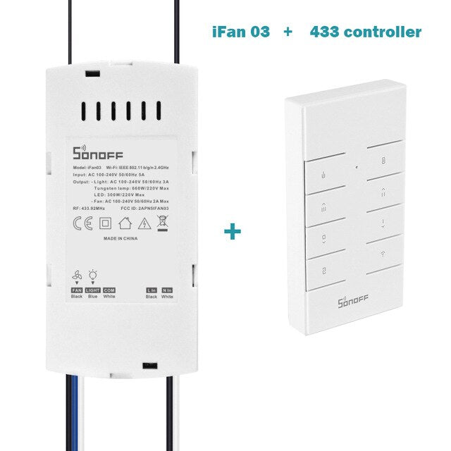 Sonoff IFan03 Wi-Fi Ceiling Fan And Light Controller Support 433MHz RF Bridge Remote Control By App Ewelink New Smart Home