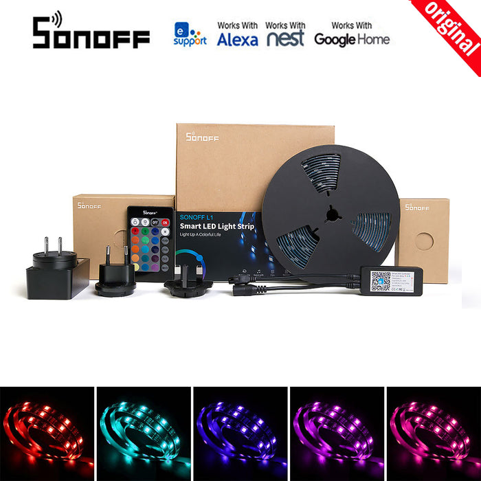 Sonoff L1 Smart LED Light Strip Dimmable Waterproof WiFi Flexible RGB Strip Lights Work with eWelink Alexa Google Home