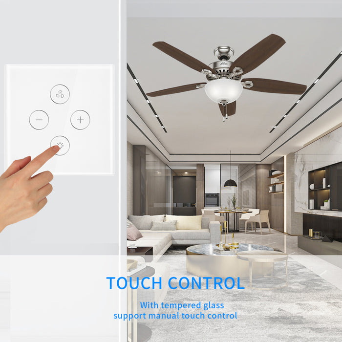Choifoo EU US WiFi Smart Ceiling Fan Switch Dimmer Switch APP Remote Timer and Speed Control Work with Alexa Google Home No Hub Required