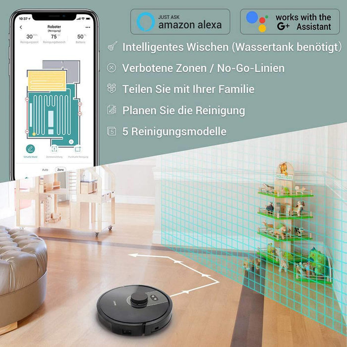 Zigma Spark Robot Vacuum Cleaner 2 in 1 Sweeping Mopping Smart Robot Cleaner Alexa Google Home Voice Control LDS Dust Collector