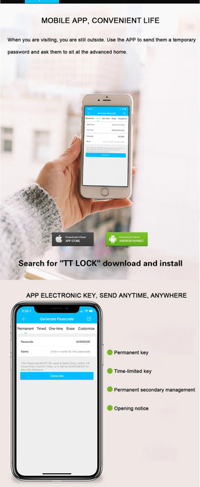 Cardoria Security Electronic Keyless Door Lock Digital Smart APP WIFI Touch Screen Keypad Password Lock Door