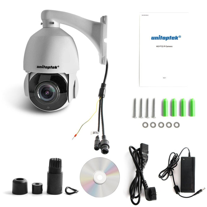 Unitoptek 4 Inch Mini PTZ Speed Dome IP Camera Outdoor HD 4MP 2592x1520 Network Onvif CCTV Surveillance Cam 30X Zoom Night Vision PTZ Cam