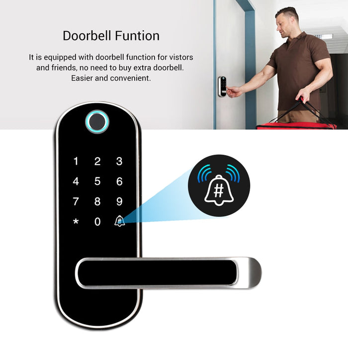 Yrhand Tuya app fingerprint smart lock, wifi App waterproof button pincode Keypad electronic door lock, biometric remote control lock