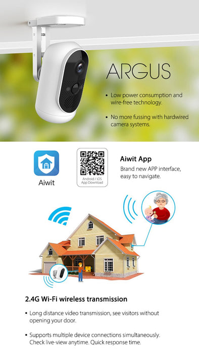 Centechia Mr New Outdoor Camera Wireless XTU 1080P Rechargeable Battery Security Camera with 2-Way Audio Home Security Camera Aiwit App