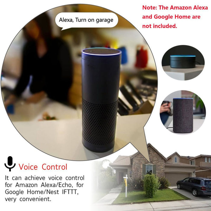 Liplasting Smart Home Wifi Smart Garage Door Switch Wireless Remote Control Garage Door Switch Suit for Amazon Alexa Google Home