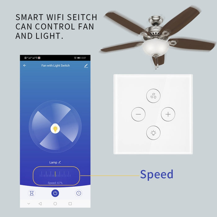 Choifoo WiFi APP Remote Timer Speed EU Smart Ceiling Fan Switch Control Compatible with Alexa and Google Home Automation No Hub Required