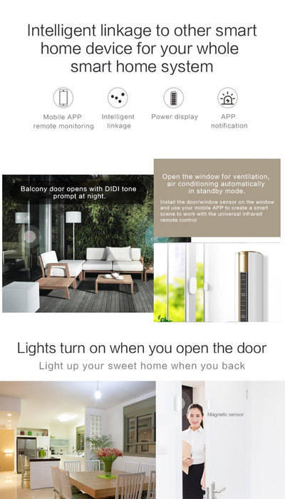 Tuya Smart Home Security Wireless Door Alarm WiFi Window Door Sensor Detector Via App Control Compatible Amazon Alexa Google Home