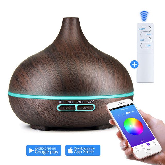JSLG 550ml Aroma Essential Oil Diffuser Aromatherapy Electric Air Humidifier with Smart APP Remote Control
