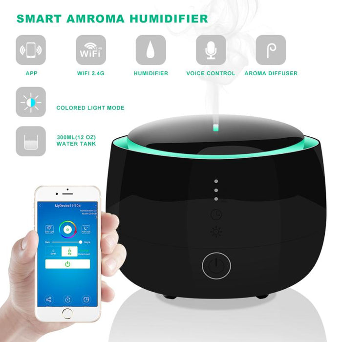 Centechia 300ml Smart Wifi Wireless Aroma Essential Oil Diffuser Compatible With Amazon Alexa Google Home For Room Home Bedroom