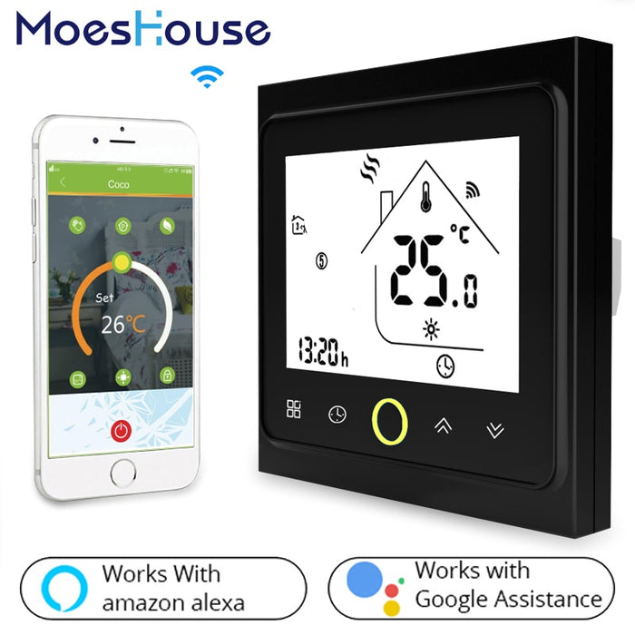 Moeshouse WiFi Thermostat Temperature Controller LCD Touch Screen Backlight for Electric Heating Works with Alexa Google Home 16A