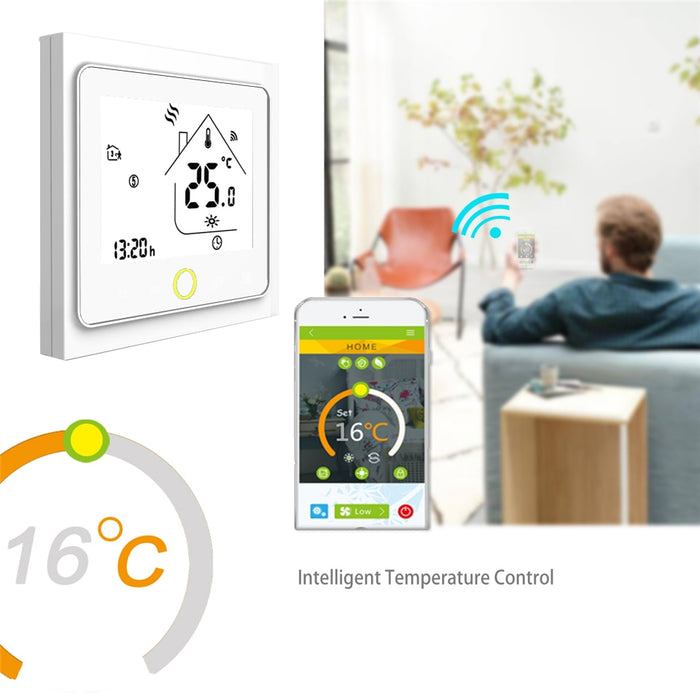 Moeshouse WiFi Thermostat Temperature Controller LCD Touch Screen Backlight for Water/Gas Boiler Works with Alexa Google Home 3A