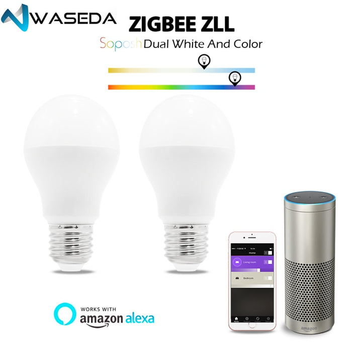 Waseda LED 6 w RGB + CCT led lamp Zigbee zll lingt link zigbee lamp e26e27 AC96-265V WW/CW lamp dimbare smart lamp dual wit