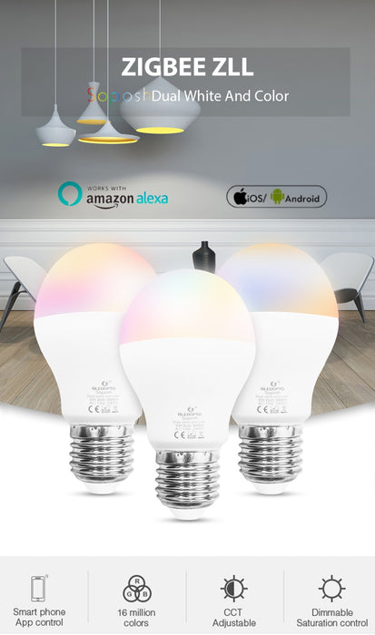 Waseda LED 6 w RGB + CCT led lamp Zigbee zll lingt link zigbee lamp e26e27 AC96-265V WW/CW lamp dimbare smart lamp dual wit