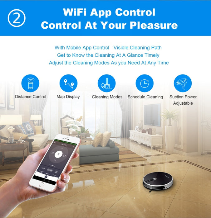 Liectroux C30B Robot Vacuum Cleaner,Map navigation,3000Pa Suction, ,Smart Memory, Map Display on Wifi APP, Electric Water tank