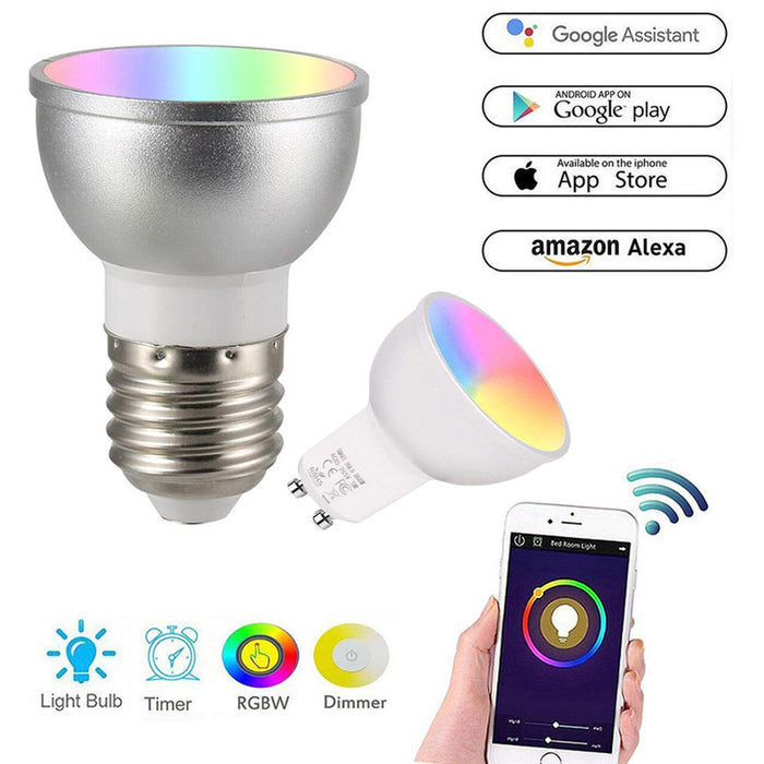 Choifoo E27/GU10/GU5.3 RGBW Smart Home LED Light Bulb WiFi Dimmable Lamp Compatible with Alexa Google Home Assistant APP Remote Control