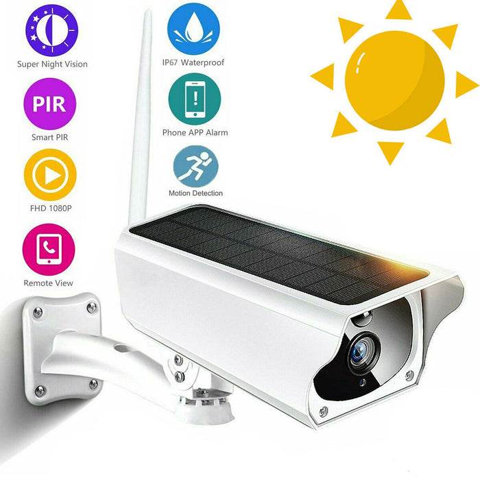 Grwibeou Wireless Solar Outdoor WiFi IP Camera 1080P HD Security Surveillance Audio Home Security Camera Surveillance Waterproof Camara