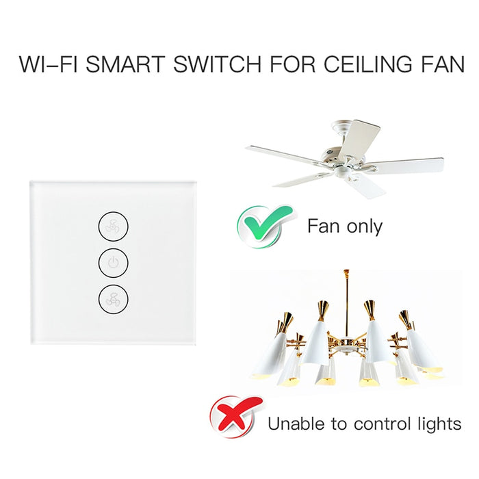 Moeshouse EU WiFi Smart Ceiling Fan Switch APP Remote Timer and Speed Control Compatible with Alexa and Google Home No Hub Required