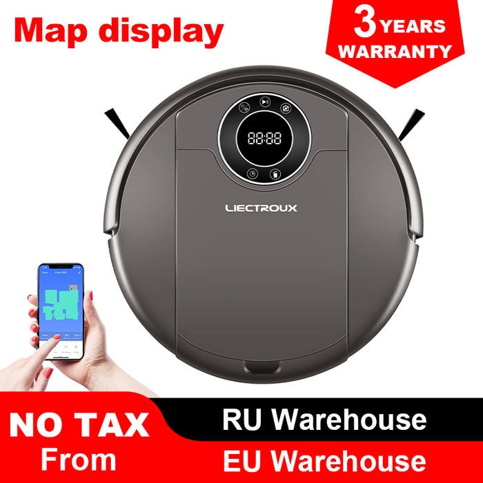 Liectroux Robot Vacuum Cleaner ZK808, WiFi App,3000pa Suction, Map Navigation, Smart Memory,UV Lamp,Wet Dry Mop,Brushless Motor