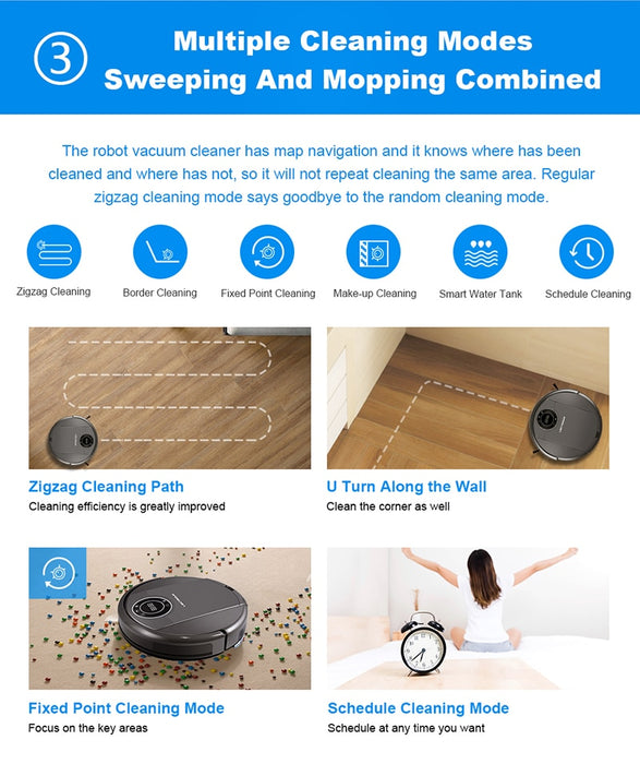 Liectroux Robot Vacuum Cleaner ZK808, WiFi App,3000pa Suction, Map Navigation, Smart Memory,UV Lamp,Wet Dry Mop,Brushless Motor