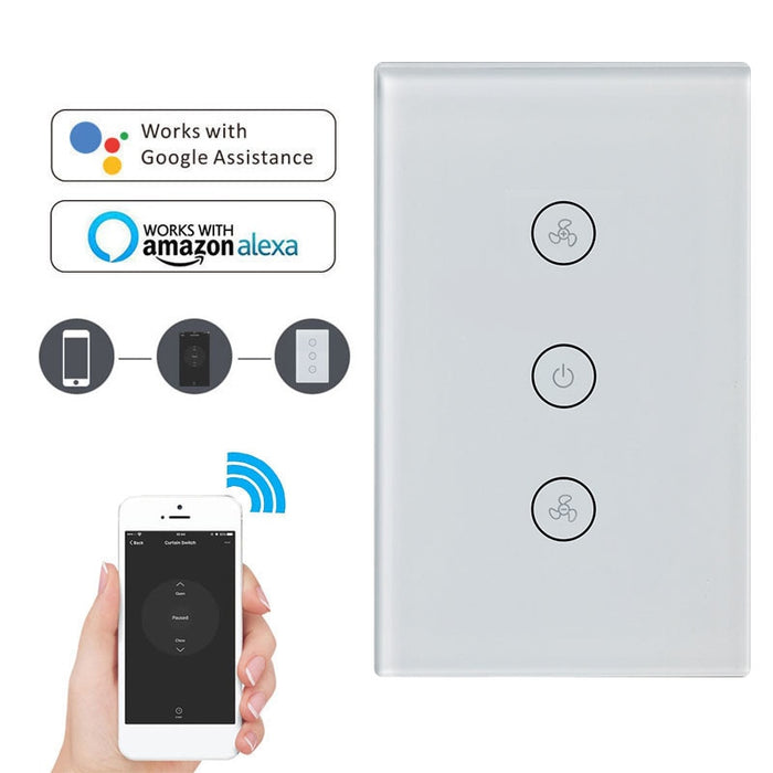 Choifoo US Stand Smart Wifi fan Switch Touch/WiFi/RF/APP Remote Smart Home Wall Touch Switch Fan Controller Touch with Alexa Google Home