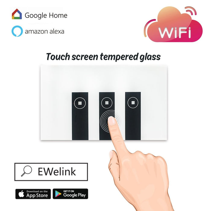 Ewelink 1/2/3/4 Gang Smart WiFi Switch Wall Light Switch Touch Interruptor Power Switch App Remote Control Breaker For Alexa/Echo Home