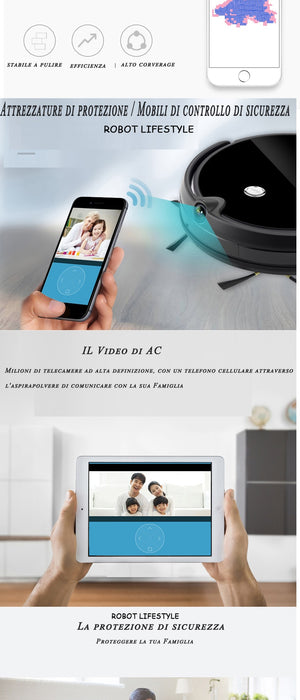 Robot Lifestyle Vacuum Cleaner HD Camera Smart Memory Video Call Navigation Mapping and Resume Smartphone App Control Auto