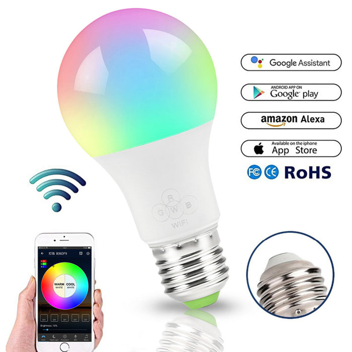 Choifoo Smart home Wifi Lights Cellphone Control Color Tunable Soft Cool White RGB Led Light Bulb 6.5W with Alexa Google Home